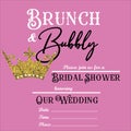 Brunch and bubbly invitation, bridal shower icon, vector